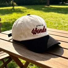 1 pieza Gorra de béisbol de moda ajustable con bordado de letra de pana, protección solar, sombreado, regalo para jóvenes - pana maravilla - Ver 3