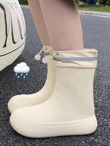 Giày bốt đi mưa nữ, kiểu dáng dễ thương và ngọt ngào, màu sắc thời trang tối giản, đế dày nhẹ, thoải mái, có dây rút, chống thấm nước và chống trơn trượt. - Màu be - Xem 7