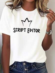 Camiseta de Mujer de Trabo de Editor de Guión, Puramente Cómoda - Blanco - Ver 2