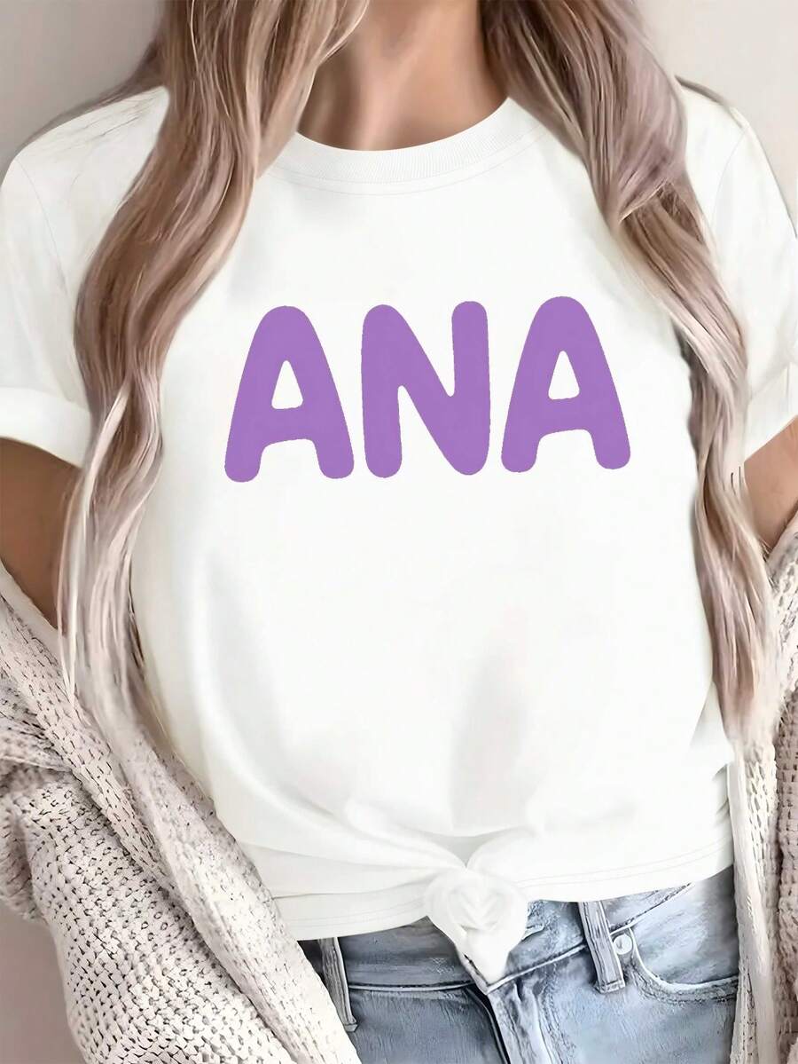 Camiseta Cómodara Mujer con Letras Manuscritas Juguetonas de Cave Ana - Código Puro