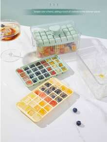 ZHGEE 冰格，食物冷冻模具，压力制冰器，家用冰格，大容量，带盖冰箱冰盒 - 彩色 - 查看 7