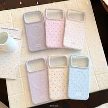 GUCADI Korean Style Polka Dot Phone Case, Suitable For IPhone 17 Pro Max, Apple 16, 14 Matte, 15 Anti-Drop Film, 17 Magnetic Soft Case, Personalized, Girly, Minimalist Style, Fresh And Simple, Contrast Color, Niche, Ins Style - Cheese - View 2
