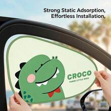 1个CROCO卡通鳄鱼静电吸附遮阳板，汽车挡风玻璃遮阳罩，防紫外线隔热，适用于汽车车窗玻璃 - Croco Driver Side - 查看 4