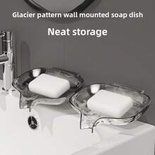 Giá đựng xà phòng gắn tường không cần khoan, giá để đồ dùng nhà tắm có chức năng thoát nước. - Màu trắng trong suốt - Xem 5
