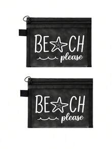 Beach_please 和海星图案沙滩网眼化妆包，便携式化妆包，可装口红和粉扑，沙滩主题化妆包，透明大容量旅行化妆品收纳包，夏威夷风网眼化妆包，非常适合海滩度假、便携式购物袋，也适合假日、健身、母亲节、情人节、教师节、女性旅行、短途旅行和旅行必备品。 - 彩色 - 查看 19