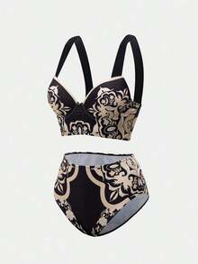 Swim Oasis Conjunto de bikini con estampado floral sexy para mujer con pareo y falda para el verano - Multicolor - Ver 9