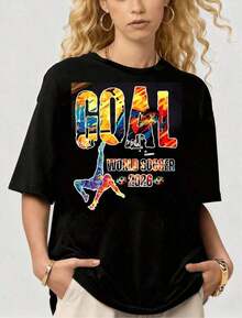Camiseta Unisex de la Copa Mundial 2026, Ropa para Fanáticos del Fútbol - Negro - Ver 1