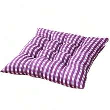 35x35cm Square Plaid Chair Cushion with Non-slip Strap Indoor Outdoor Sofa Cushion Pillow for Home Office - Gris claro - Ver 3