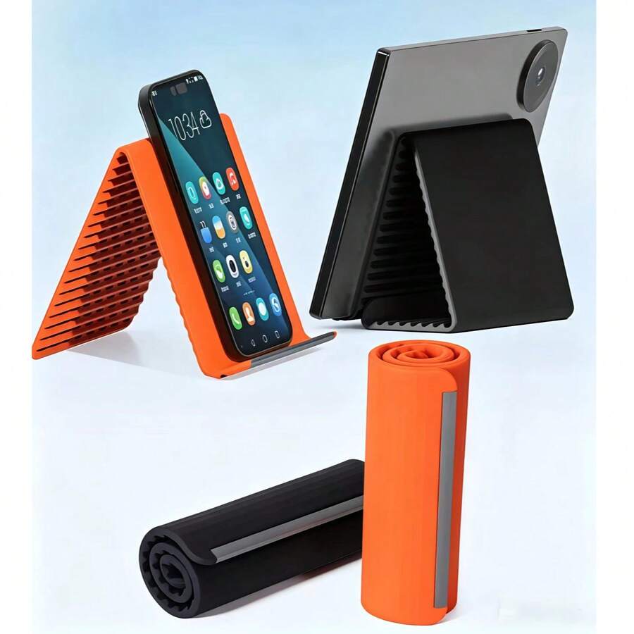1pc Waterproof Anti-Sweat Single-Hand Smooth Tested Anti-Slip Shockproof Foldable Silicone Material Tablet Phone Holder, Companion For Phone Navigation, Hands-Free Enjoyment For Travel