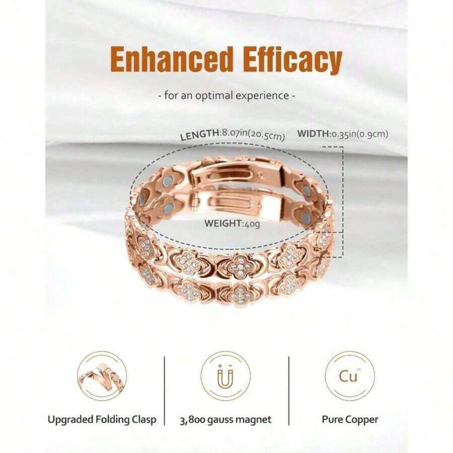 Copper Bracelets For Women , Pure Copper Magnetic Bracelet With 3500 Gauss Effective Magnets Outdoorfun - 金子 - 查看 1