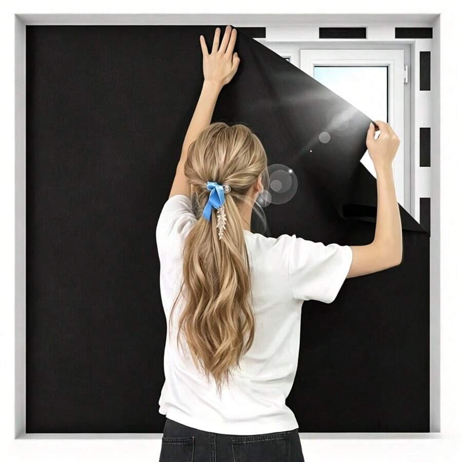 1pc Portable Blackout Curtain, No Drilling Required, Customizable Size, Suitable For Bedroom, Office, Living Room - 1PC - View 1