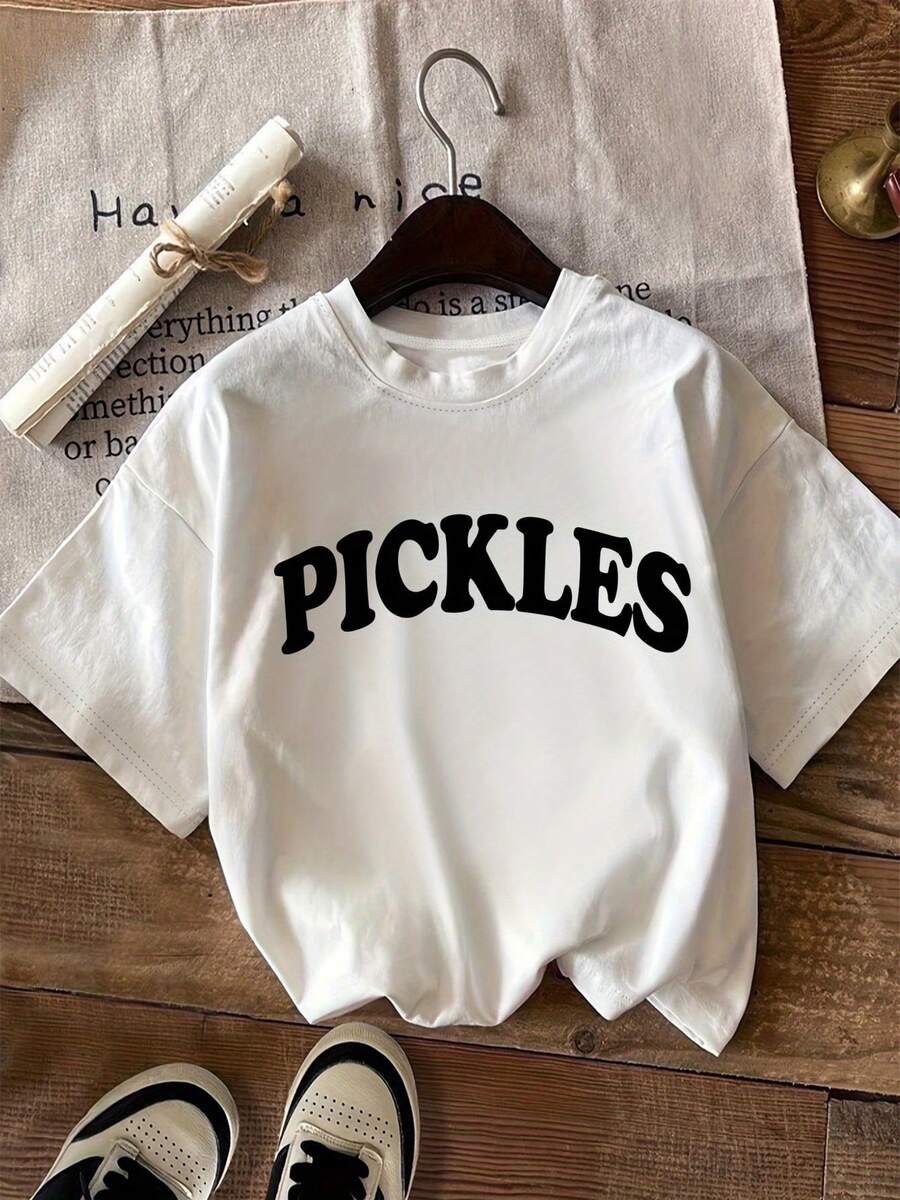 Camiseta Divertida de Pepinillos para Mujer - Gris Claro con Letras Negras en Relieve, Camisa Casual Suave para Amantes de los Pepinos y Regalos, Ropa de Verano, Diseño Juguetón, Lavable a Máquina, Estampado Original, Material Cómodo, Ideal para Compras - Blanco - Ver 1