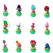 25 Peças Novos Presentes de Festa de Aniversário Troll, Decorações de Bolo, Enfeites de Festa, Decorações de Ambiente de Aniversário - Multicolorido - Visão 3