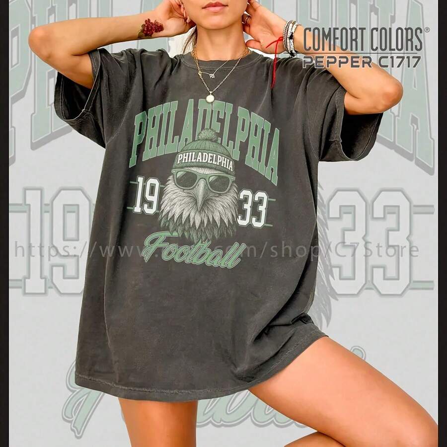 Philadelphia Football Eagle Graphic Tee - 黑色 - 查看 1