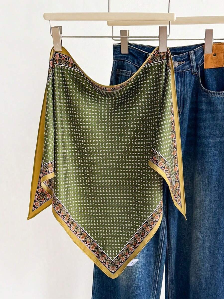 1 Pañuelo Triangular de Moda Nueva Primavera - Diseño Geométrico, Multifuncional; Perfecto para Ciclismo, Fotografía, Citas, Viajes, Playa y Vacaciones. - Multicolor - Ver 1