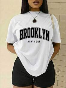 Camiseta suave 100% algodón, estilo Y2K, casual, elegante y chic para playa o , top de manga corta, camiseta de algodón transpirable, combina con todo, genial. - Blanco - Ver 6