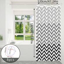 1 pieza Cortina de ducha con patrón ondulado en blanco y negro, cortina divisoria de baño, disponible en múltiples tamaños, fácil instalación con ganchos incluidos - Ondas blancas y negras - Ver 11