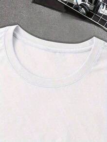 Camiseta de algodón de alto grosor impresa de gran tamaño, camiseta de manga corta para hombres, talla.Sudadera% algodón pesado TZGF - Blanco - Ver 4