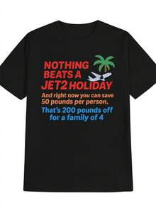En comparación con las vacaciones Jet2, ambas son falsas.Las camisetas casuales para hombre presentan estampados divertidos y animados, lo que las convierte en prendas versátiles y excelentes regalos para hombres.blusas para mujer, blusas, blusas, playeras de mujer, tops de mujer, tops, unisex. - Negro - Ver 6