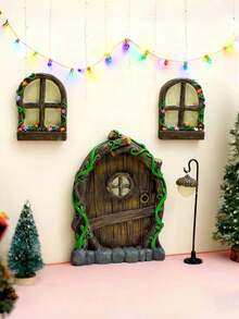 5.1 Inch Window Frame Set, Creative Fairy Garden Tree Decor, Yard Art Garden Sculpture Outdoor Decoration Accessory, Comes With Adorable Ladder, Exclusive For Yard - A - View 7