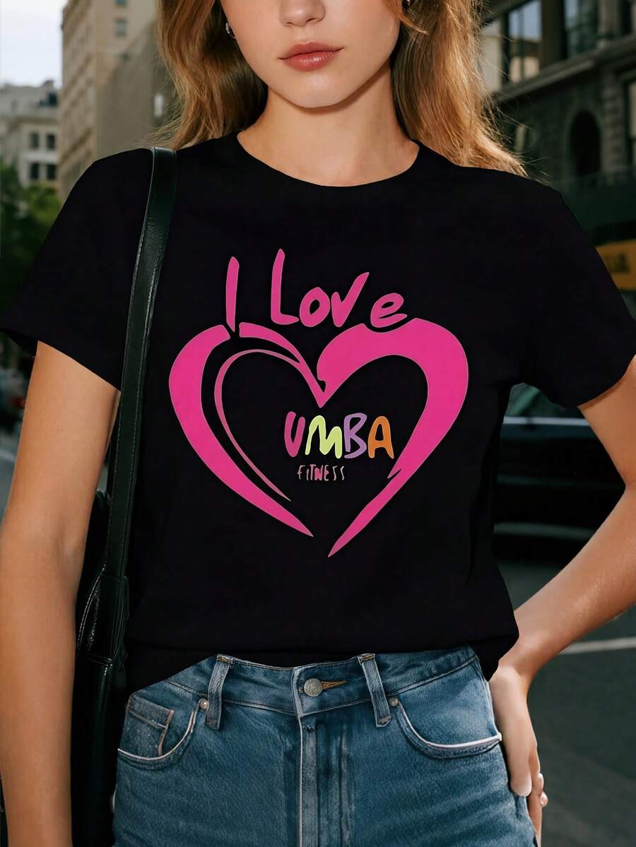 Women's Casual Black Knitted Short Sleeve Drop Shoulder Round Neck Regular Length T-Shirt - Negro - Ver 1