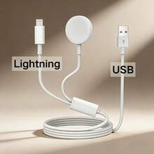 1 pieza Cable de carga rápida magnético 2 en 1 compatible con iPhone 14 Pro Max/14 Pro/14 Plus/14/13/12/11/XS/XR/8/7/6 y series SE/8/7/6/5/4/3/2/1 - Blanco - Ver 2