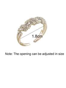 1pc Full Diamond Wrap Open Ring – Adjustable Sparkling Stackable Ring, Statement Summer Holiday Jewellery, Chic Everyday Finger Ring For Women - Silver - View 5