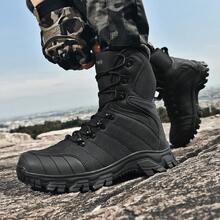 男士戶外工作靴 秋冬高筒短靴 登山靴 - 黑色 - 查看 4
