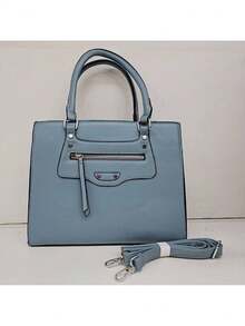 Bolsa Feminina Transversal e Ombro Elegante Trabalho - Azul - Visão 1