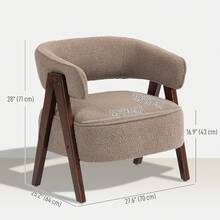 HOMCOM Modern Tub Chair, Sherpa Fleece Accent Chair, Upholstered Armchair With Solid Wood Legs And Steel Frame For Living Room Bedroom, Light Brown - Brown - View 7