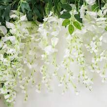 1/3/60pcs Artificial White Wisteria Vine Garland, Silk Wisteria Flower Garland For Wedding Arch, Party Garden, Home Decor, Wedding Decoration Supplies - White - View 4