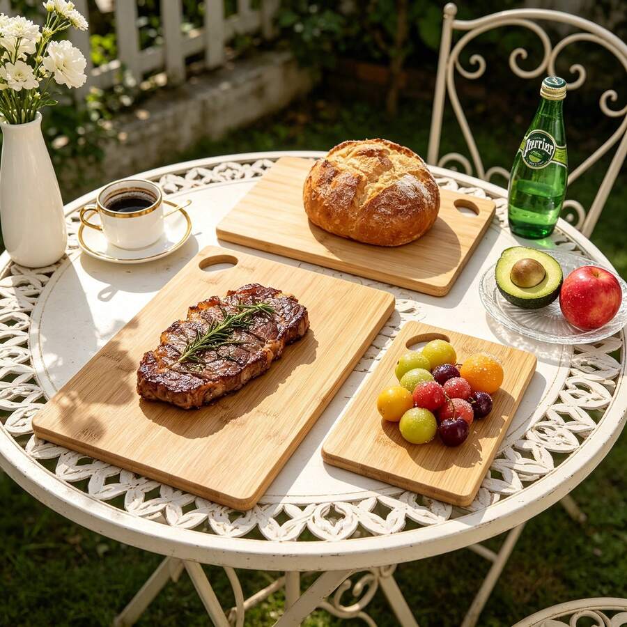 1件/套竹制砧板(大、中、小)或奶酪板、托盘、面包板、水果板、牛排板,食品,厨房,旅行,厨房用品,厨房工具,厨房杂物。 - 杏色 - 查看 1