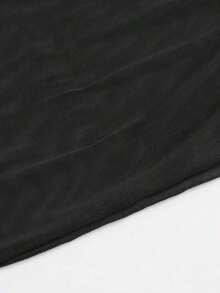 Falda pareo de malla de color sólido, perfecta para vacaciones en la playa. - Negro - Ver 5