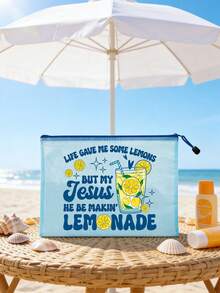Túi lưới khóa kéo Lemons Christian, Túi đựng mỹ phẩm trong suốt in hình quả chanh đầy cảm hứng, Túi đựng đồ dùng tôn giáo, Túi trang điểm lưới chống thấm nước dùng cho nhà thờ, du lịch và sử dụng hàng ngày, Túi đựng mỹ phẩm trong suốt dung tích lớn với khóa kéo nylon - Nhiều màu - Xem 5