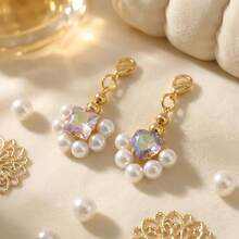 Adjustable Pet Pearl & Rhinestone Collar, Heart/Square Pendant Options, Suitable For Wedding Photo Accessories - Multicolor - View 2
