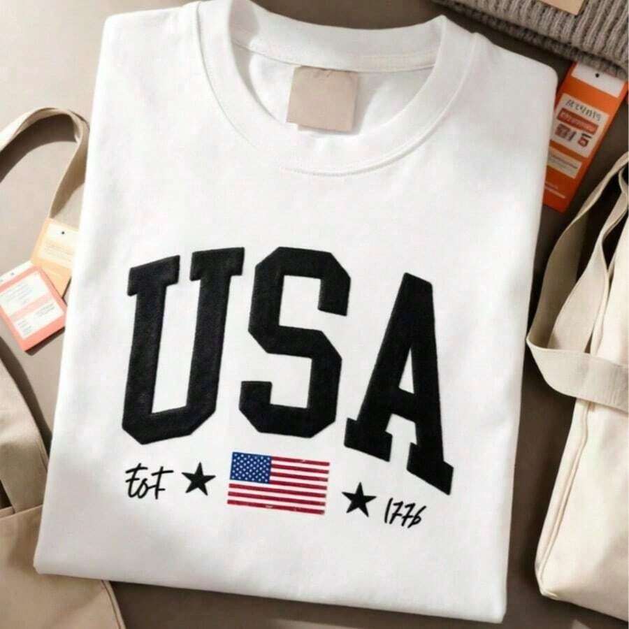 Retro # Racing Car Print T-Shirt 3 NASCARS 7 Championships, Casual Print, Comfortable And Versatile, Washed Pure Cotton Printed T-Shirt, Unisex Style, Summer Clothes, Women's Holiday Clothes, Summer. - 白色 7 - 查看 1