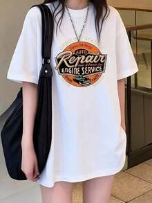 Women's 100% Cotton T-Shirt With Mexican Flag, Short Sleeve T-Shirt For Women, Summer Design, Loose Short Sleeve T-Shirt With Cartoon Print, Pure Cotton Short Sleeve T-Shirt, Top, Basic T-Shirt For Women, Printed T-Shirt, Summer Clothes Suitable For Spring, Summer And Autumn. - 白色 - 查看 1