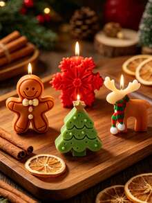 4pcs Christmas Theme Silicone Candle Molds: Reusable, Easy Release, Suitable For DIY Aromatherapy Candles, Handmade Soap And Plaster Decor – Includes Tree, Snowflake, Gingerbread Man And Reindeer Designs – Perfect Holiday Gift Decoration - Four-piece Set - View 5