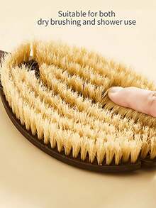 1pc Double-Sided Long Handle Bath Brush, With Soft And Hard Bristles, Suitable For Bathing Or Dry Brushing, Body Exfoliation - Multicolor - View 5