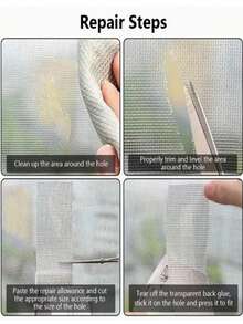 3 Rolls/8 Pcs Waterproof Self-Adhesive Window Screen Repair Tape, Strong Anti-Insect Mesh Patch, Suitable For Dorm Door/Curtain, Torn Screen Repair, Super Sticky - Repair Subsidy - View 11