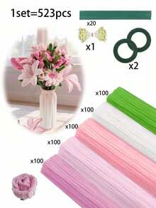 5pcs/Set Multi-Color Tubular Floral Craft Cleaning Supplies Kit, Includes Stems, Green Tapes, And Stamens, Suitable For Floral Arrangement, Classroom Projects, And Decoration - Multicolor - View 16