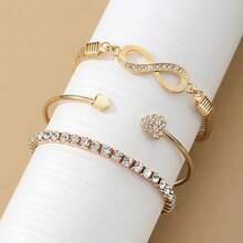 VKME Set Gelang Rantai Logam Zirkonia 3 Buah - Kuning keemasan C - View 3