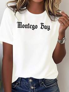 Women's Jamaica Montego Bay T-Shirt - Caribbean Resort Style, 100% Jamaican Print, Casual Beachwear For Vacations, Machine Washable And Comfortable To Wear All Year Round - 白色 - 查看 1