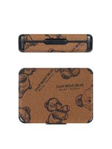 1pc IQOS ILUMA ONE PRIME Series 20-Stick Holder & Protective Case, PC+PU Hard Shell Soft Leather Dual Protection, Comfortable Grip, Anti-Crush Anti-Moisture, Portable, Fashionable Cartoon Pattern, Suitable For Business People, Men And Women, Travel Essential Accessory, Luxury Experience - BOX/Brown Bear - View 5