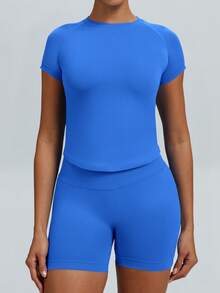 2pcs Impact Short Sleeve Top & Impact Short - Azul electrico - Ver 2