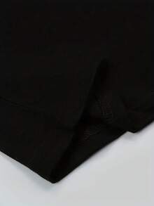 Camiseta Casual de Talla Grande para Mujer, con Estampado de Luna y Eslóganes, Manga Corta, Cuello Redondo, Ligeramente Elástica - Negro - Ver 3