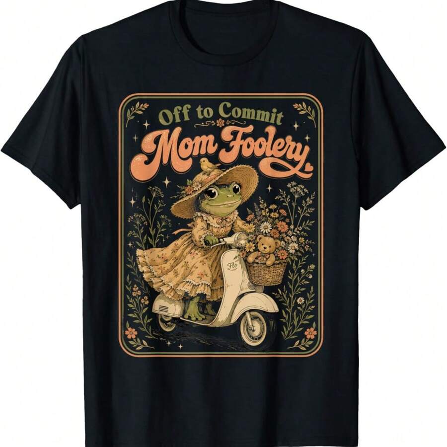 Funny Frog Off To Commit Dance Mom Foolery Dancing Mama T-Shirt - Black - View 1