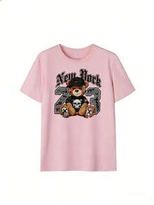 Grunge Style Short Sleeve T-Shirt With Number "73", Fashionable Short Sleeve T-Shirt For Spring And Summer 2026, Made In Mexico, 180 Grams. Cartoon Print, Couple Design, Suitable For Indoor Or Outdoor Wear. Crew Neck, Unisex, Ideal For Office And Leisure. One-Pack. - PK-P631577SLNDXZGY411 - 查看 2
