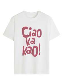 Camiseta de mujer estampada de manga corta para verano, tela de poliéster, estilo multifuncional, corte regular, peso 180 gramos, 1 unidad. - Blanco - Ver 3