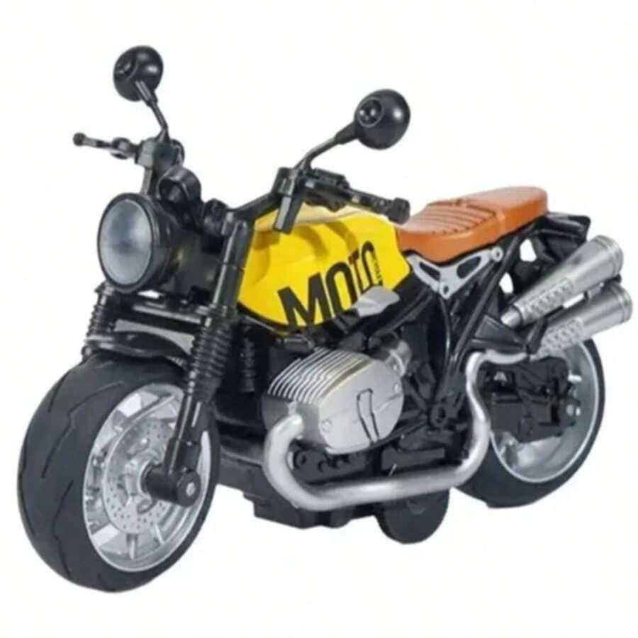 Miniature Diecast Motorcycle Toy For Children And Collectors With Sound, Light, And Friction - Engine 37 Orange/yellow - View 1
